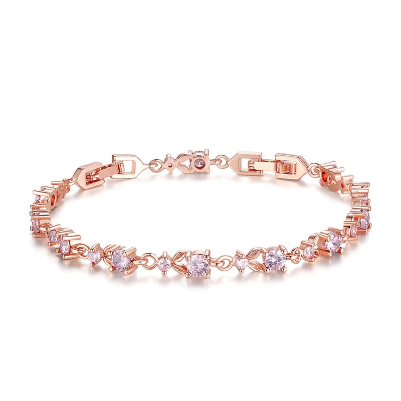 WOSTU 14K Gold Plated 3mm Cubic Zirconia Classic Adjustable Tennis Bracelet |Gold Bracelets for Women |Bride Bracelet for Wedding|Size 6.5-8 Inch - Image 1